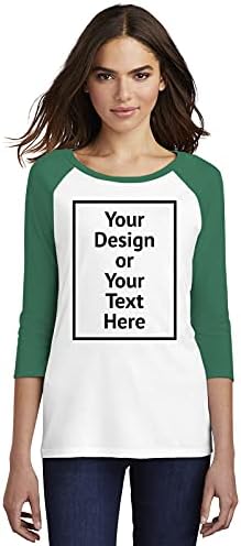 Camisa personalizada para mulheres raglan manga longa beisebol sua própria imagem texto dianteiro/traseiro impressão