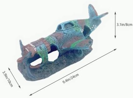 Resina Tanque de peixes Ornamento de combate decoração de aquário, afundou o avião para decoração de tanques de tartaruga