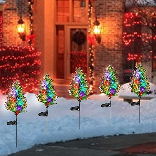 2 Luzes solares de jardim solar, luzes decorativas da árvore de Natal, luzes solares da rua, luzes de neon de árvores