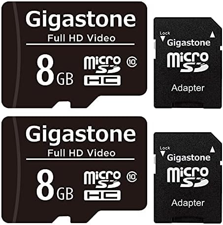 Gigastone 8GB 2-Pack Micro SD Card, Full HD Video, Surveillance Security Came Action Camera Drone, 85 MB/S Micro SDHC Classe 10