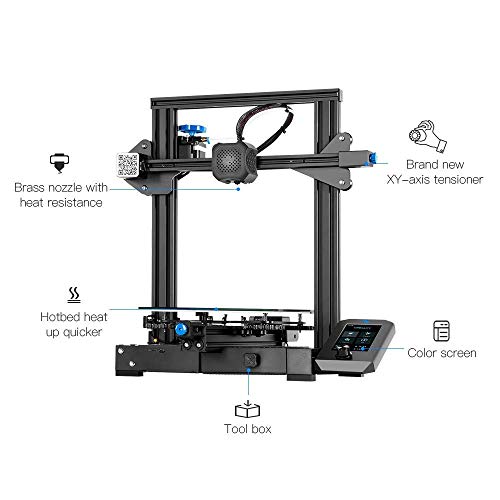 Official Creality Ender 3 V2 Impressora 3D atualizada com plataforma silenciosa da plataforma de alimentação Meanwell Carborundum