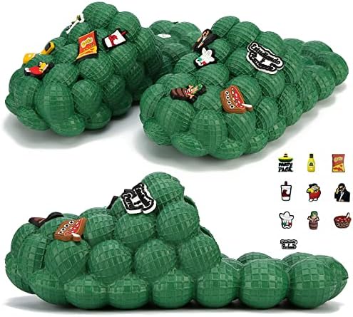 Slides de bolha de Guwada, chinelos engraçados de bolha de massagem, lâminas de spa não resistentes ao desgaste, plataforma de alívio do estresse unissex de alívio do estresse slide Sandals House Slippers Black Green Beige