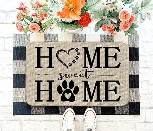 Home Sweet Home Decorativa capacho, Love Heart Dog Paw sazonal Spring Holiday Holiday de baixo perfil tapete de entrada