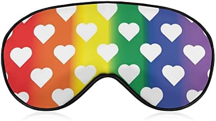 Corações brancos na máscara de arco -íris LGBT Sleep Sleep Beldfold com Blocos de cinta ajustável Blinder Night Light para
