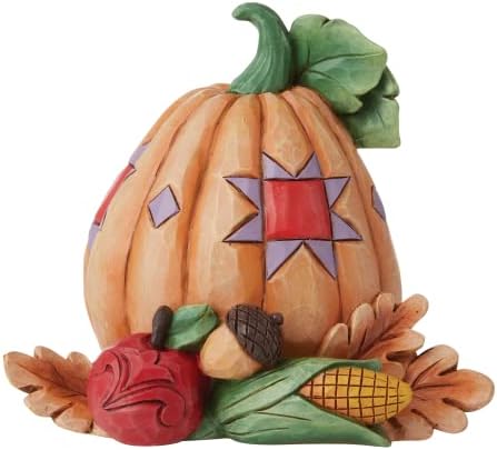 Enesco Jim Shore Heartwood Creek Harvest Pumpkin com estatueta em miniatura de recompensa, 4 polegadas, multicolor