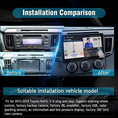 Sygav Android 11 estéreo para 2013-2018 Toyota RAV4 Rádio sem fio CarPlay GPS Navegação 10,2 polegadas IPS Touch Screen Android