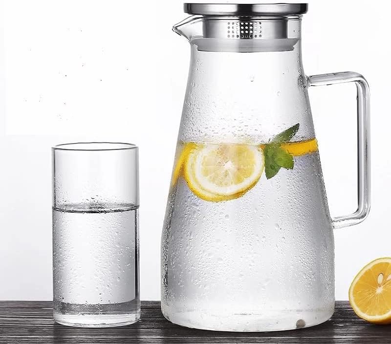 Seijy vidro jarra com tampa de aço inoxidável arremessadora de água quente ou gelada Crie sua água gelada ou bebidas