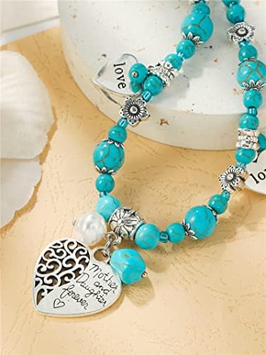 3 peças Bohemian Turquoise Set Bordas de Turquesa Pingente Colar Pingente Brincos Turquoise Vintage, Pulseira de