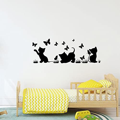 FENCOSYN FUN SHOUSTEATE CATA CATURA BORREFLY CRIANÇAS BEBÊ ROOM BARRO DE VINIL VINIL WALL STARD STARCH HOME decoração