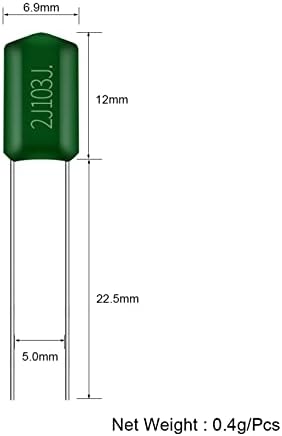 RFXCOM 50pcs Capacitor de filme de poliéster 100V 630V 222J 102J 103J 223J 104J 473J 224J 472J 202J 1NF 10NF 1.5NF 15NF