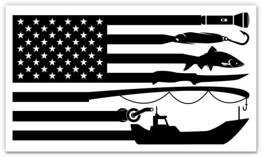 Adesivo de pesca de bandeira americana - adesivo de laptop de 3 - vinil à prova d'água para carro, telefone, garrafa de água - decalque
