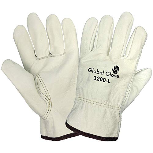 Global Luve 3200 Cow Grain Leatra Premium Grade Driver Glove, Trabalho, Médio, Verde