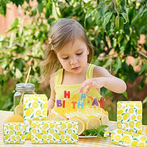 Whaline 100 folhas de limão papel de papel amarelo Padrão de limão embrulhando tecido 19,7 x 13,8 polegadas Summertime Fruit Decorative ATR Tissue para Summer Birthday Birthday Baby Soff Party Craft Presente Decoração de embalagem