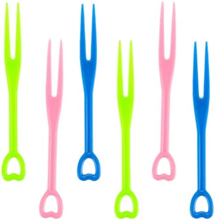 Cabilock Fruit Forks 200pcs fork plástico descartável transparente colorido bolo de frutas sobremesa em forma de coração para o casamento de festa de birtdhay