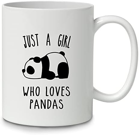 Dotain fofo preguiçoso só uma garota que ama panda pandas 11 onças caneca de café xícara de cerâmica, estampado duplo, panda presente com temas de animais para panos amantes de animais amantes mulheres meninas adolescentes meninas