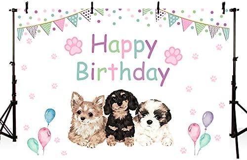 Ablin 8x6ft feliz aniversário cenário cachorrinho cão gentilezinha balões de gentileza de menina rosa decoração de festas decorações de bolo de mesa decoração props suprimentos de suprimentos