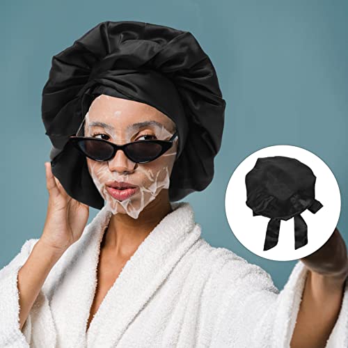 Capoto de seda de seda minkissy Capinho de seda Bonnet Chapéus femininos Capas de banho Bowknot Banho Capas de banho decorativas