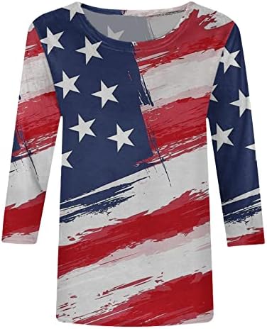 Camisetas patrióticas de bandeira americana de verão feminino Tamas casuais de verão