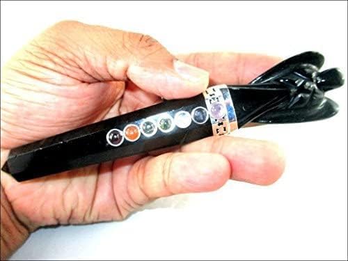 Jet Black Obsidian Angel Chakra Wand Stick Aprox. 5,5 polegadas energizadas carregadas programada programada pura