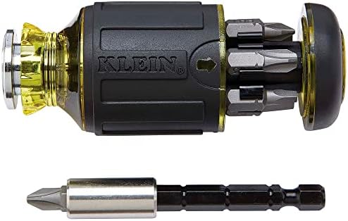 Klein Tools 55485 Backpack da bolsa de ferramentas e chave de fenda de vários bits de vários bits, impacto classificado como ferramenta magnética ajustável de 8 em 1 com phillips, fenda, driver quadrado e porca