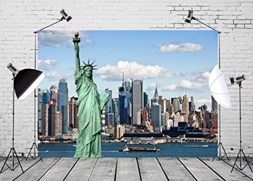 Corfoto Fabric 10x8ft estátua de Liberty Backdrop NYC Decorações de festas com temas de Nova York Banner de Nova York Fotografia