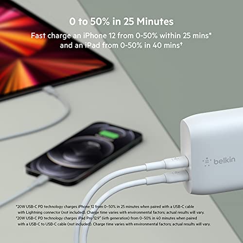 Belkin BoostCharge Pro flexível USB tipo C Tipo C para Lightning 2Pack e 40W Porta dupla USB C Carregador de parede - carregador