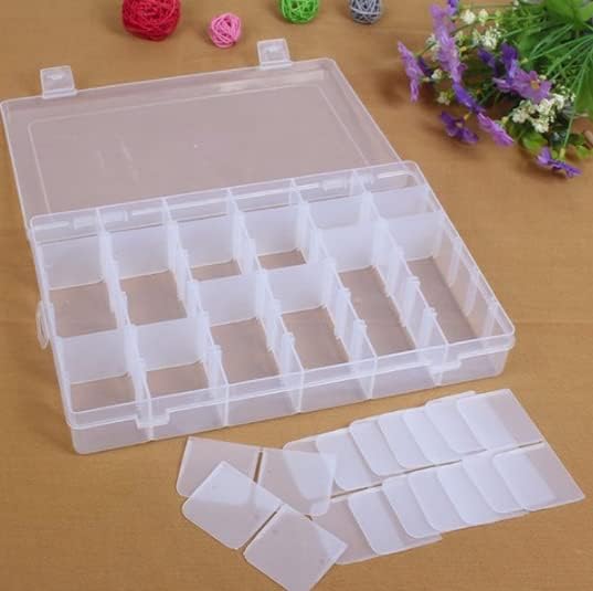 36 grades Caixa de jóias de recipiente de armazenamento de organizador de plástico transparente com divisores ajustáveis