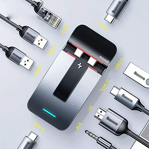 LMMDDP 9 em 1 USB C Cubra C Tipo C To 4KHD RJ45 Jack 3.5 Adaptador PD Multi USB 3.0 para Pro PRO USB-C Tipo C Hub USBC