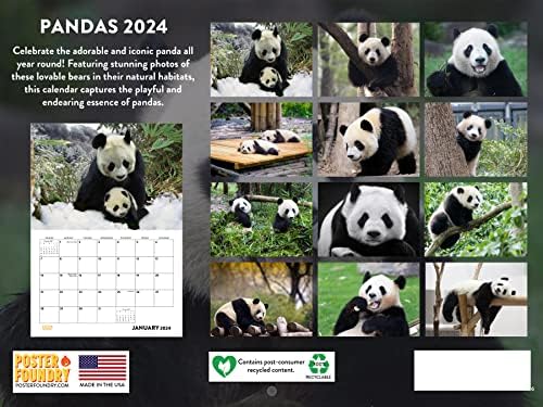 Presentes do calendário de parede do calendário de panda 2024