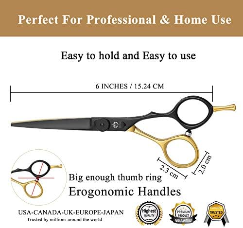 Tesoura de cabelo profissional tesoura de barbeiro nítida tesoura de corte de 6 polegadas de aço inoxidável corte de cabelo para homens e mulheres