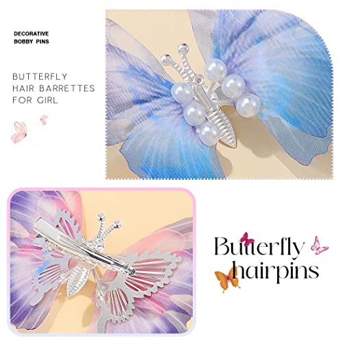 Cabelos de cabelos de borboleta Bartosi movendo cabelos de borboleta barretas azuis de cabelo de borboleta azul