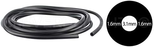 Lights CleverDelights Black Hollow Rubber Cord - 1/4 de diâmetro - 5 pés - 1/4 od x 1/8 Tubo de id