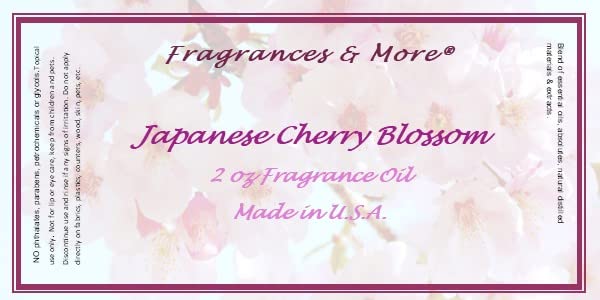 Óleo de fragrância japonês de flores de cerejeira, para fabricação de sabão, fabricação de velas, para uso com difusores, adicione aos produtos Bath & Body, aromas de casa e escritório, garrafa de vidro âmbar de 2 onças