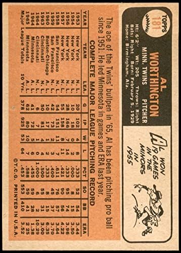 1966 Topps 181 Al Worthington Minnesota Twins NM/MT Twins