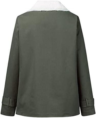 Jaquetas femininas para mulheres, moda casual feminina solta cor de cor sólida e jaqueta de bolso de colarinho de lã