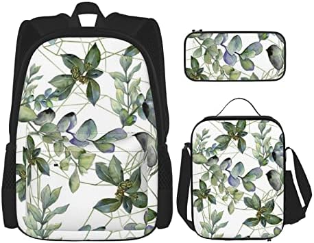 Eucalipto verde folhas de mochila Conjunto de backpack de três peças Backpack Backpbod