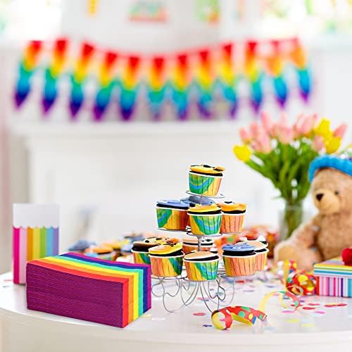 60 peças orgulho arco -íris guardanapos de listras coloridas guardanapos de papel bandeira arco -íris papel toalhas