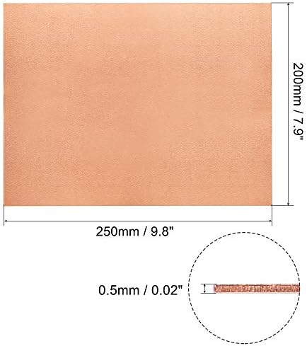 Folha de cobre, placas de cobre de metal 9,8 comprimento x 7,9 largura x 0,02 espessura