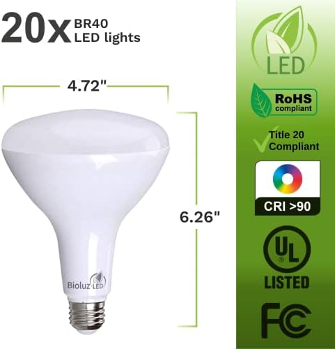 Bioluz LED 20 pacote BR40 BR40 LED BULLBS INSTANTAL NO LUDE DE ENERGIA DE ENERGIA DE LED HAXE