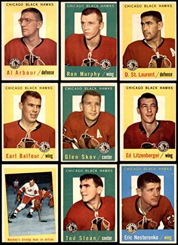 1959-60 Topps Chicago Blackhawks perto da equipe definida Chicago Blackhawks VG/Ex Blackhawks