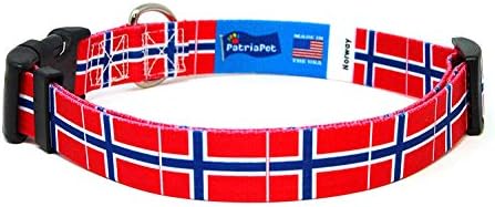 Colarinho de cachorro da Noruega | Bandeira da Noruega | Fivela de liberação rápida | Feito em NJ, EUA | Para cães pequenos extras