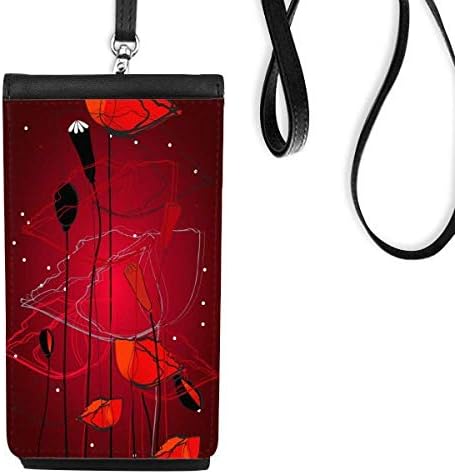 Flores vermelhas Pintura de arte de milho de milho bolsa de carteira pendurada bolsa móvel bolso preto