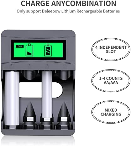 Pacote de DeLeepow de baterias AA recarregáveis ​​com carregador e 8 baterias de contagem AA