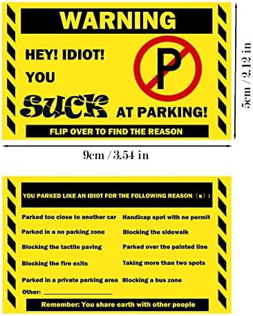 Você estacionou como um idiota - 100 cartões de visita de embalagem cartões de estacionamento ruim 3,5 x 2 Multi violação Razões