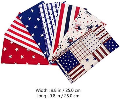 Retalhos de tecido de algodão da bandeira americana: 7pcs quilting independência listras de bandeira dos EUA decoração patriótica de tecido para roupas diy jeans 25x25cm