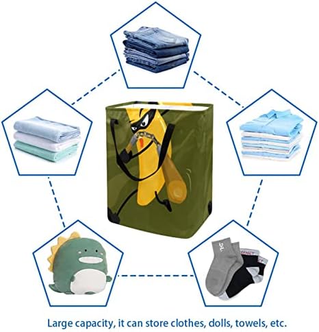 Cartoon Ninja Banana Print Lavanderia dobrável cesto de roupa, cestas de lavanderia à prova d'água 60L Armazenamento de brinquedos