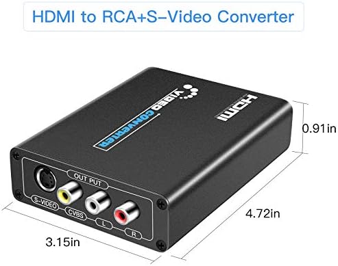 Sunnatch HDMI para S-Video Converter, HDMI para Svideo RCA Converter, HDMI para Composite ADAPTADOR DE VÍDEO DE AUDIO AV CVBS INCLUE