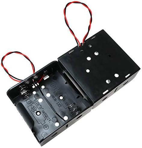 E-Outstanding Battery Box 2pcs 2x D célula preto lado a lado Casos de bateria com chumbo de fio