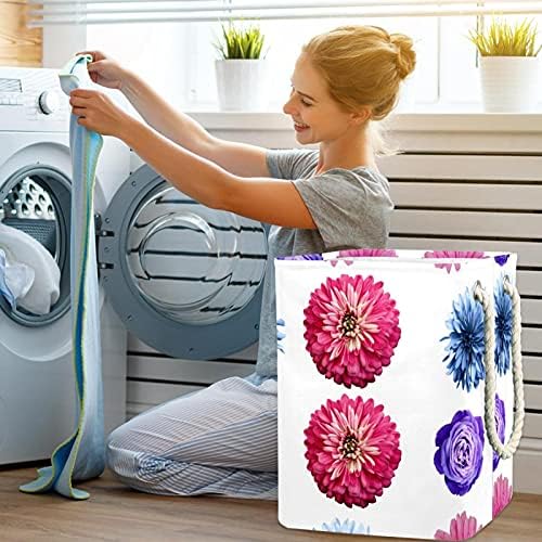 Indicolor Colorido Rose Daisy Flor grande cesto de roupa grande cesto de roupas à prova d'água para roupas para o organizador de brinquedos de roupas, decoração de casa para banheiro do quarto