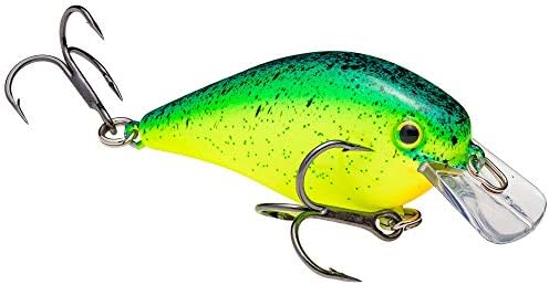 Strike King KVD Square Bill 1.0 Fishing Lure, 476 - Chartreuse com splatterback azul/preto, 1/4 oz, ação única